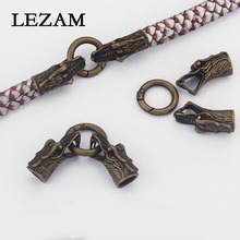 3 juegos de broche de gancho de cabeza de dragón de bronce antiguo para pulsera de cordón de cuero redondo de 8mm, accesorios de joyería 2024 - compra barato