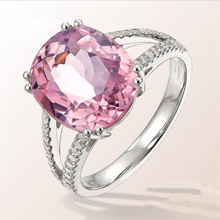 Anéis de cristal rosa oval para mulheres, anéis de cristal rosa oval para meninas, acessórios de casamento, pedra de zircônia, joias de anéis 2024 - compre barato