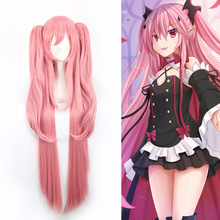 100cm Long Pink straight cosplay wig women's Seraph of the end Krul Tepes synthetic hair with double chip ponytails 2024 - buy cheap