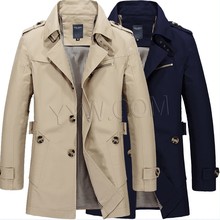 2018 новый модный мужской Тренч, английское однобортное пальто средней длины, Тренч, приталенный классический Тренч, большие размеры XXXL 4XL 2024 - купить недорого