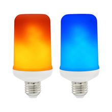 Lâmpada led com efeito dinâmico de chama, 3 modos criativos, amarelo e azul e27 e26 criativo, lâmpada decorativa de natal, ano novo, festa de feriado 2024 - compre barato