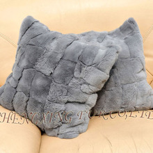 CX-D-22 40x40cm Rex Rabbit Fur Patchwork Sofa Cushion Covers 2024 - buy cheap