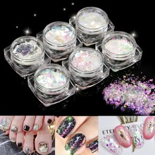 Lantejoulas de glitter de camaleão 6 peças, arte de unha lantejoulas, flocos de lantejoulas, manicure, decoração diy 2024 - compre barato