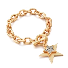 Szelam pulseira feminina com pingente de estrela, vintage, dourada, liga, para mulheres, 2019 sbr190058 2024 - compre barato