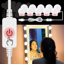 Lâmpada led para maquiagem com espelho, kit com porta usb de 2, 6, 10 ou 14 peças, luz para penteadeira, dc 12v, brilho ajustável, lâmpada para cosméticos 2024 - compre barato