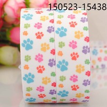 5yards 1 " 25 mm dog paw pattern prints grosgrain ribbon tape DIY handmade hairbow ribbon free shipping 150523-15438 2024 - buy cheap