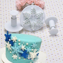MJ104 Snowflake Series 3 pc Cookie Plunger Fondant Cutter Cookie Biscuit Baking Tools Cake DIY 3D Sugarcraft Set 2024 - buy cheap
