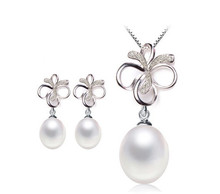 Genuine Freshwater Cultured Pearl Jewelry Set Graceful Nice Fashion Charm Necklace Earrings Jewelry Set 2024 - buy cheap