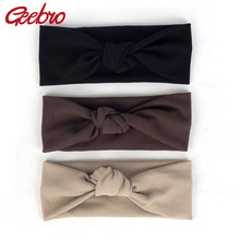 Geebro Woman Summer Fashion Knotted Cotton Stretch Headbands Ribbed Sport Headbands Ladies Girls Yoga Hair Band Accessories 2024 - buy cheap