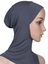 Lenço de cabeça feminino islâmico, lenço modal com capa de chapéu hijab 20 cores 2024 - compre barato