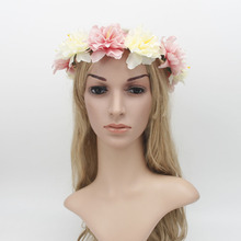Big Flower Crown Wedding Fabric Flower Headband Women Bohemian Wreath Boho Garland Sweet Wianek Kwiatowy Bride Hair Accessories 2024 - buy cheap