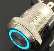 6 V/12 V 12mm botón pulsador de metal plano impermeable botón de presión de latón niquelado 1NO anillo de iluminación GQ12F-10E momentáneo/J/N 2024 - compra barato