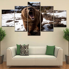 Canvas HD Prints Poster Home Wall Art 5 Pieces Animal Brown Bear Snow Paintings Abstract Pictures Living Room Decor Framework 2024 - buy cheap