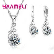 Elegant Refined 925 Sterling Silver Cubic Zircon Earring Necklace Jewelry Sets Hot Valentine's Gift Party Jewelry 2024 - buy cheap