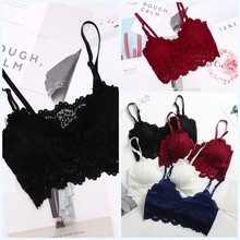 1PC Soft Female Wireless Bra Floral Lace Bralette Crop Top Sexy Bra Lingerie Padded Seamless Underwear For Women Girls 5 Colors 2024 - buy cheap