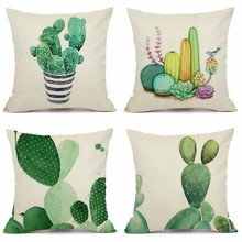 XUNYU Cartoon Cactus Pillowcase Sofa Square Decorative Throw Pillow Cover Car Cushion Cover 45X45cm AC170 2024 - buy cheap