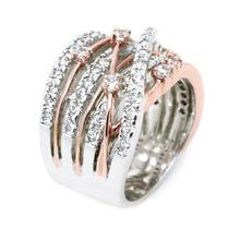 Anel feminino com múltiplas camadas, vintage, anel de mosaico, zircônio, cristal, cor dourada, anéis de x duplos, luxo, bijuterias, imperdível 2024 - compre barato