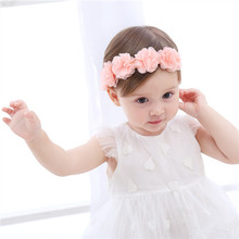Tiara coroa de flores para bebês, fita rosa de chiffon e coroa de flores, faixas de cabelo para crianças e meninas acessórios para cabelo artesanal 2024 - compre barato