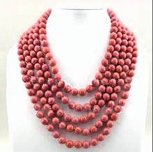 Woman Jewelry 8mm Red Howlite stone Choker Necklace Multilayer 5 Row Handmade Gift Exaggerate Charm 2024 - buy cheap