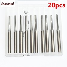 3.175mm*2.0mm*12mm-20pcs CNC solid carbide End Mill,tungsten woodworking insert router bit,2 Flutes Straight cutter,MDF,wood 2024 - buy cheap