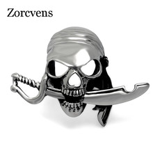 ZORCVENS Punk Rock Stainless Steel Knife and Scarf Pirates Ring for Men Cool Men Retro Jewelry Gift 2024 - buy cheap