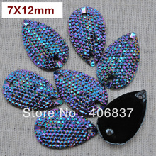 Free Shipping, 100pcs/Lot, 7*12mm Bling-star Purple Blue resin sew on Teardrop flat back sewing on stones 2024 - buy cheap