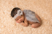 2pcs/set Chic New Newborn Lace Headband + Feather Angel Wings Outfit Baby Girls Feather Wing and Headband Set Photo Props 2024 - buy cheap