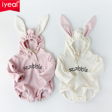 IYEAL Newborn Baby Boy Girl Hooded Bodysuit Children Infant Cotton Long Sleeve Hooded Bunny Ears Jumpsuit Playsuit Outfits 2024 - buy cheap