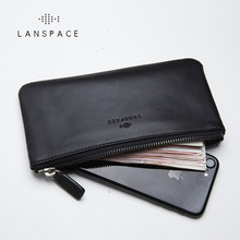 LANSPACE-cartera de cuero para hombre, monedero delgado de marca, monedero de diseñador a la moda 2024 - compra barato
