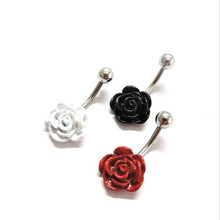 1 peça anel de cerâmica butique vermelho preto formato de rosa, umbigo, piercing umbigo, jóia da barriga, umbigo 2024 - compre barato