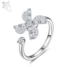 ZS Windmill Rotating Rings Engagement Rings for Women Adjustable Crystal Rotatable Ring Vintage jewelry for Women Finger Anillos 2024 - buy cheap