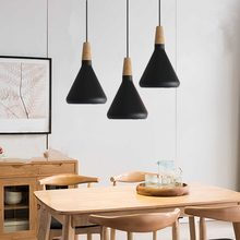 Black Pendant Light Kitchen Wood Lighting Bar Modern Ceiling Lamp Bedroom Contemporary Lights Home Indoor Lights Bulb For Free 2024 - buy cheap