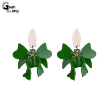 GuanLong Trendy New Fashion  Flower Resin Earrings for Women Big Long Metal Dangling Acrylic Earring Elegant for Gifts Jewelry 2024 - buy cheap