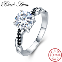 [Preto awn] 100% anéis de prata esterlina, joias finas da moda, anéis de noivado para mulheres, casamento, bague c037 2024 - compre barato
