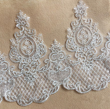 3Yards/pack Refined Luxury with Continental Car Bone Sequined Lace Wedding Dress Accessories Lace Trim RS79 2024 - buy cheap