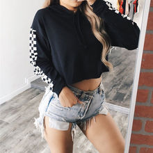 2018 Summer Autumn Hot Casual Short Sweatshirt Women Hooded Hoodies Plain Cropped Tops Pullover Jumper Top Shirts Women Clothes 2024 - buy cheap