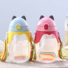 400ml Sippy Cup with Strap Baby Feeding Water Drink Leak Proof Bottle with Straw Baby Learning Drinking PP Bebe Copos 2024 - buy cheap