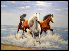 Needlework for embroidery DIY French DMC High Quality - Counted Cross Stitch Kits 14 ct Oil painting - Three Horses 2024 - buy cheap