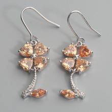 Flower Brown Morganite 5*5mm Semi-precious Silver Cool For Womens Earrings ED0160 2024 - buy cheap