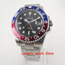 40mm Parnis Blue and red Bezel black dial orange GMT luminous marks sapphire glass automatic Mens Watch-PA56 2024 - buy cheap