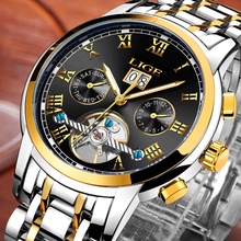 LIGE Mens Watches LIGE Top Brand Luxury Tourbillon Waterproof Automatic Mechanical Watch Mens Stainless Steel Sport Watch+Box 2024 - buy cheap