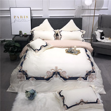 Novo conjunto de cama de algodão egípcio, 4 peças, conjunto de cama de luxo, palácio, king size, queen, edredom, lençol 2024 - compre barato