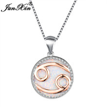 Colar pingente feminino ouro rosado, colar pingente cor prata azul branco opala de fogo para mulheres joias vintage para casamento 2024 - compre barato