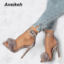 Aneikeh-Sandalias de tacón alto de piel para mujer, calzado de gladiador con correa en el tobillo, zapatos sexys de boda, stilettos, D-88-5 2024 - compra barato