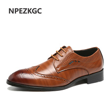 NPEZKGC/Роскошные Дизайнерские Мужские модельные туфли; классические Броги из натуральной кожи; Туфли-оксфорды на плоской подошве для свадьбы и офиса 2024 - купить недорого
