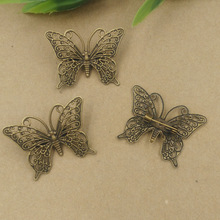 20 PCS 25*35mm Antique Bronze Plated Vintage Metal Copper Butterfly Brooch Pin Base Settings For Jewelry Making 2024 - buy cheap