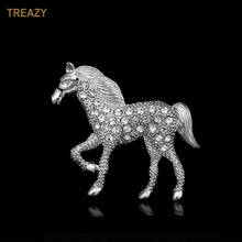 Lovely Horse Brooches with Rhinestone Fashion Silver Color Animal Crystal Brooches Pins for Women Men Christmas Gifts 2024 - buy cheap