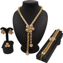 Conjunto de joyería africana de oro de 24k, collar de cristal de boda de buena calidad, cadena grande, collar de diamantes de imitación 2024 - compra barato