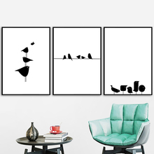 Pintura nórdica en lienzo, impresiones minimalistas en blanco y negro, línea de pájaro, imágenes modulares, póster, arte de pared, decoración del hogar, sala de estar 2024 - compra barato