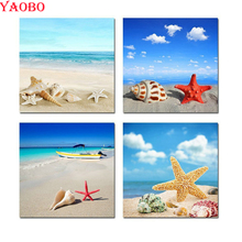 Морская звезда ракушка для пляжа DIY Алмазная картина полностью квадратная мозаика Алмазная вышивка пейзаж квадратная Смола 5D крестиком наборы декора 2024 - купить недорого